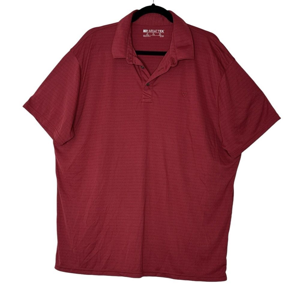 Ariat Tek Polo Shirt Men XXL Burgundy Short Sleeve Rodeo Cowboy Southwestern